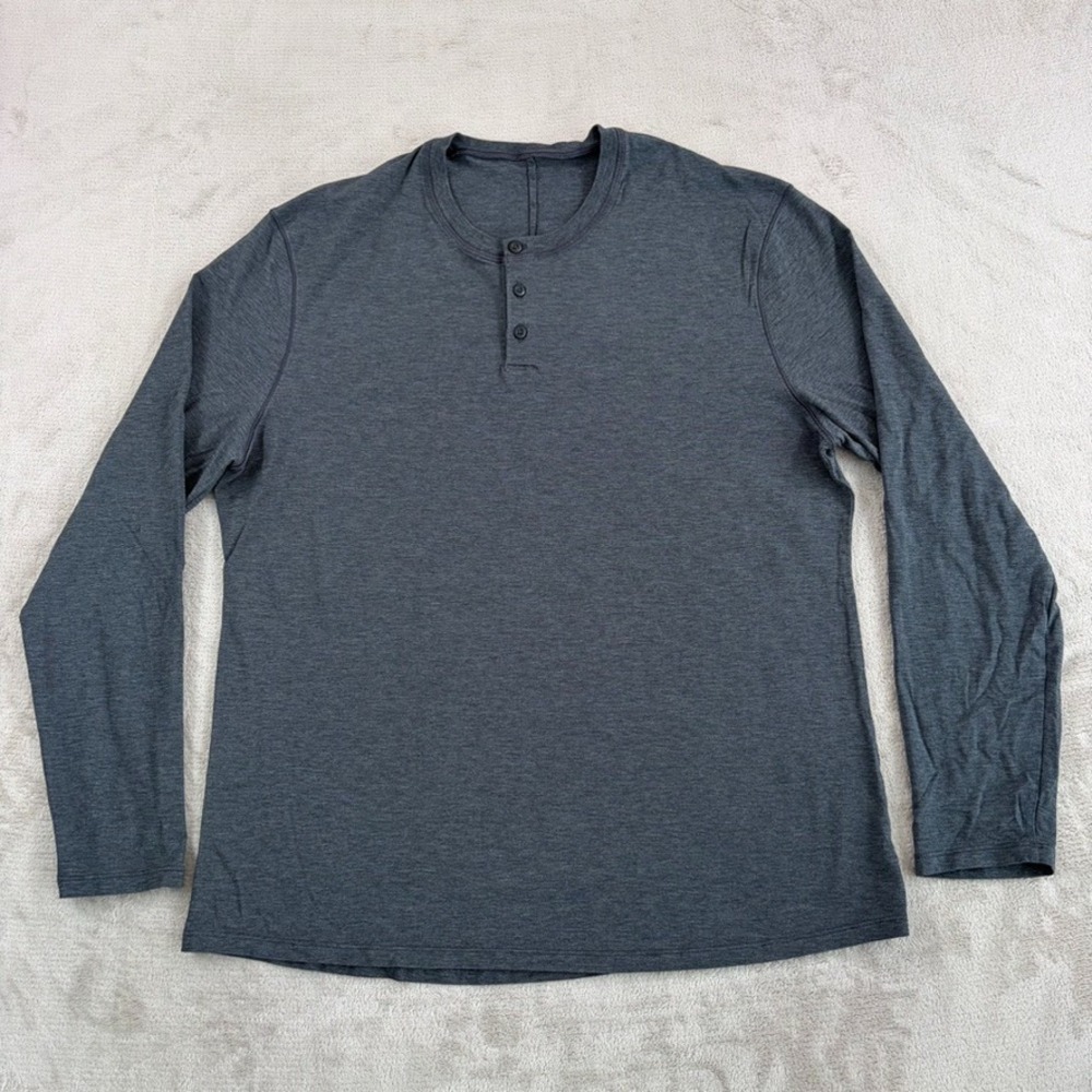Lululemon 5 Year Basic Long Sleeve Henley T Shirt in Grey Men XL (No tag) Train